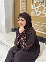 Calligraphy Abaya - Dark Brown