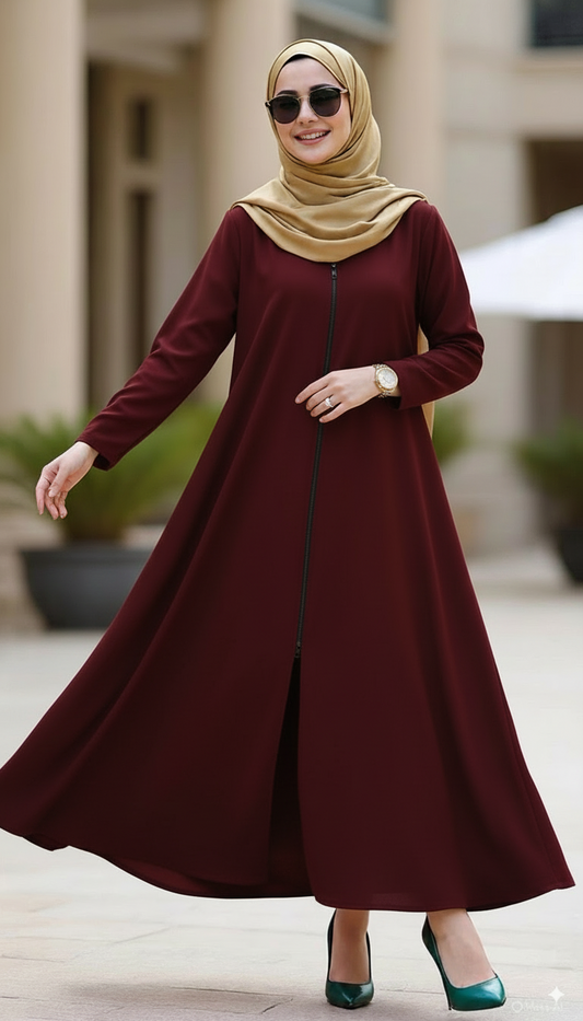 Simple Abaya Designs - Maroon