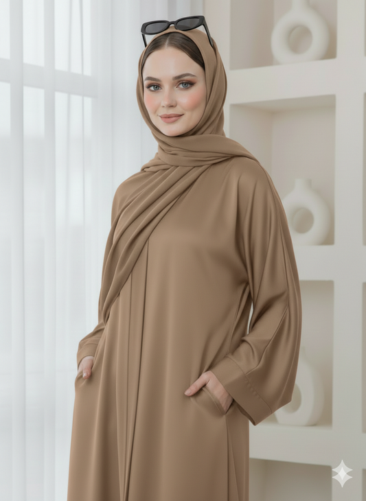 Summer abaya Pakistan Close Front - Golden