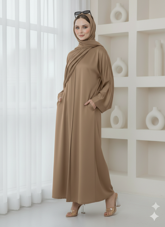 Summer abaya Pakistan Close Front - Golden