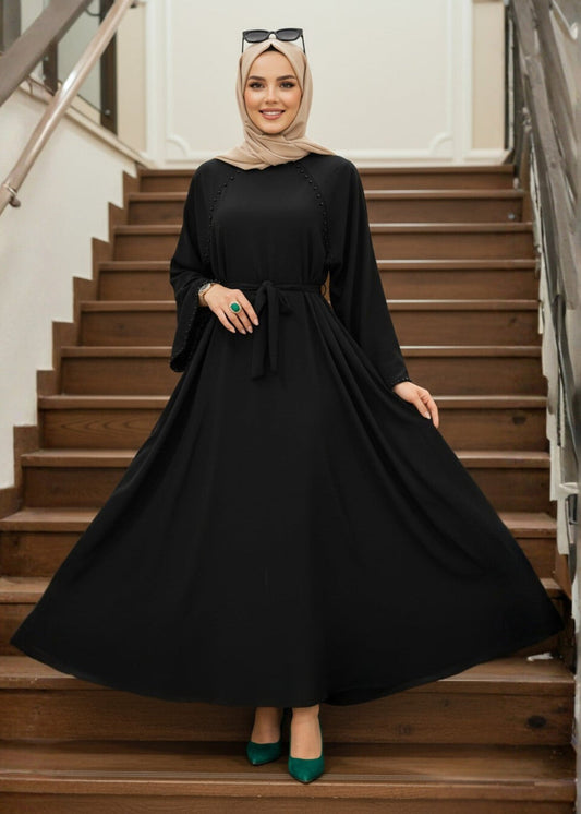 Premium Georgette Silk Abaya - Black