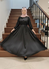 Premium Silk Abaya - Black