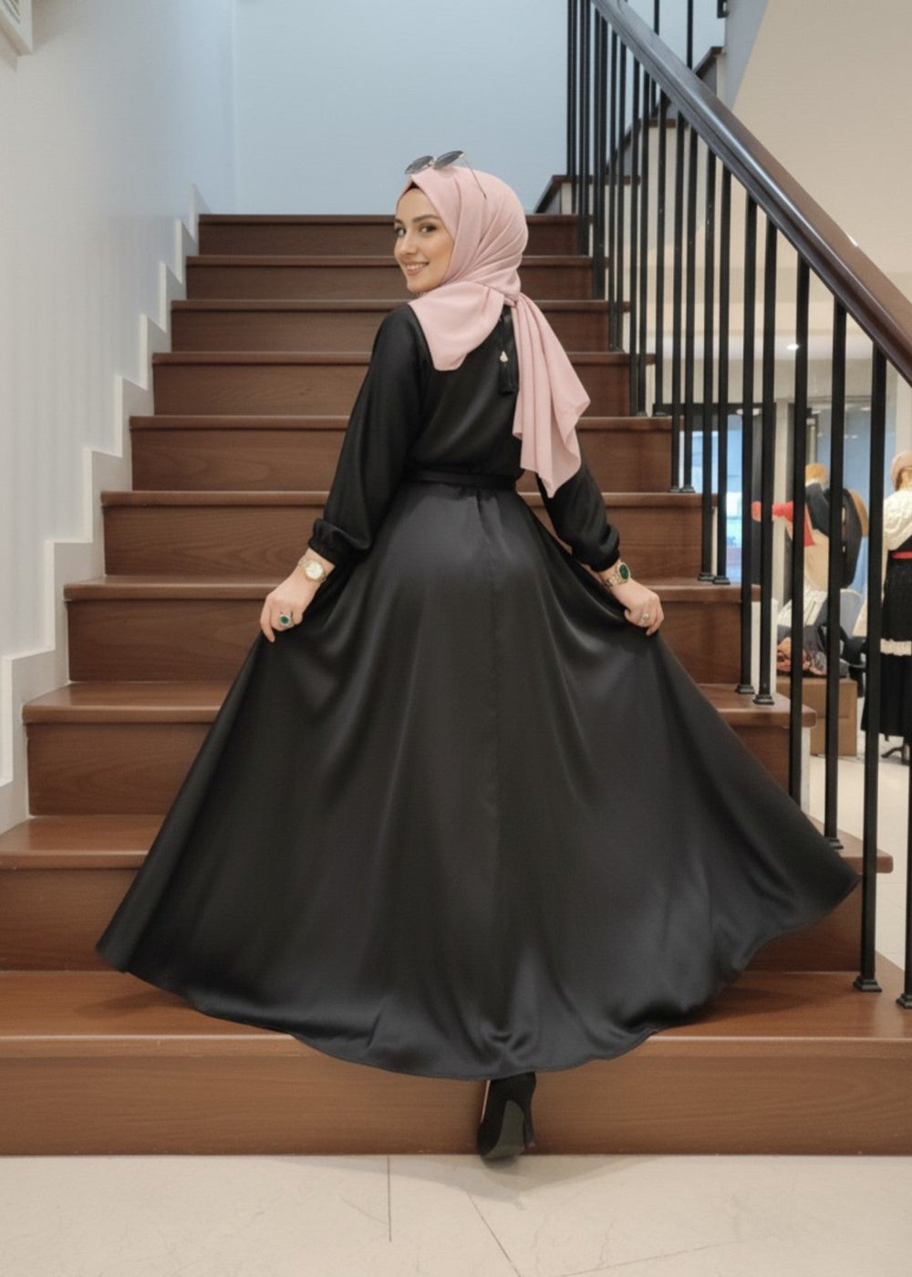 Silk Black Abaya