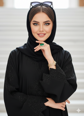 Stone Work Abaya Nidha Black