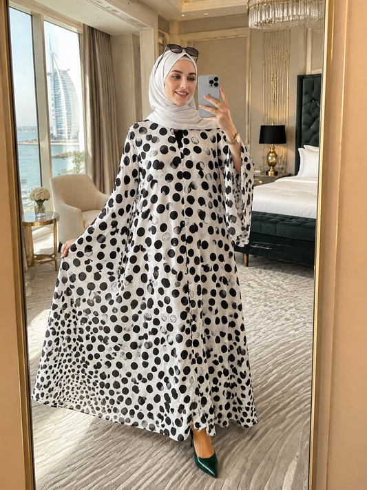 Printed Abaya - Black & White