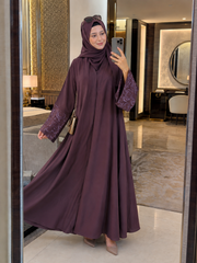 Calligraphy Abaya - Plum