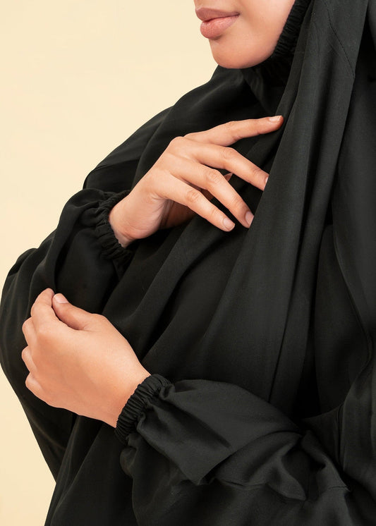 Namaz Chadar With Sleeves - Black