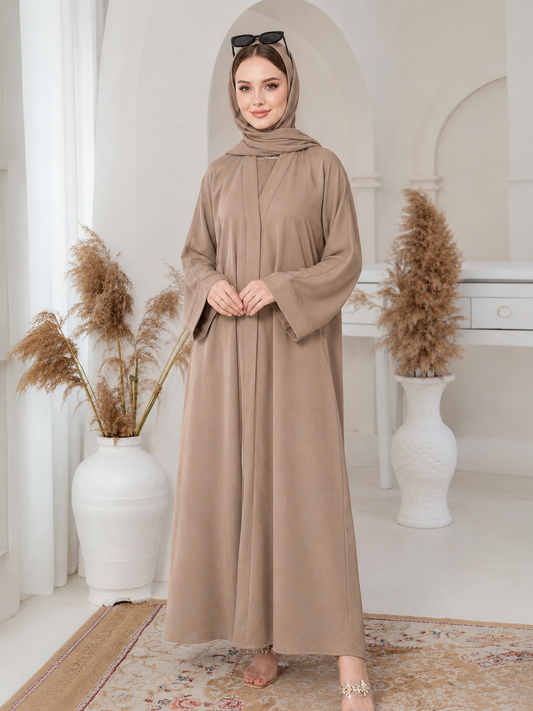 Abaya Designs - Front open - Almond Brown