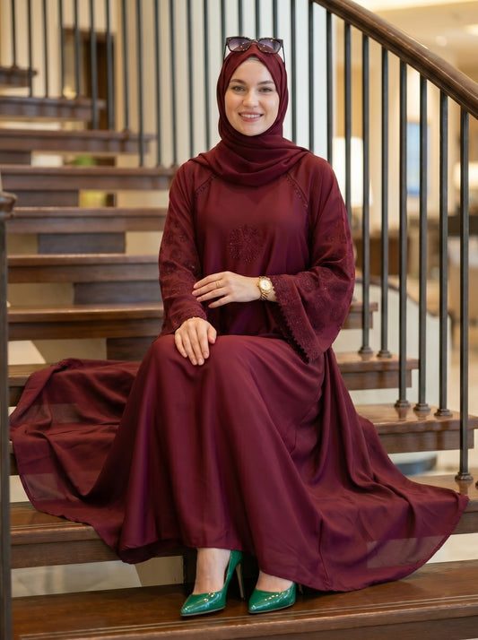Premium Stone Work Nida Abaya