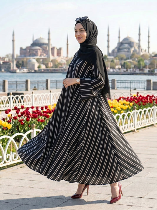 Printed Abaya - Stripes