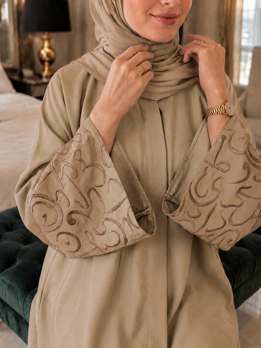 Calligraphy Abaya - Camel Golden