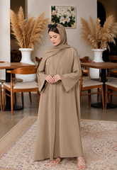 Abaya Designs - Front open - Tan