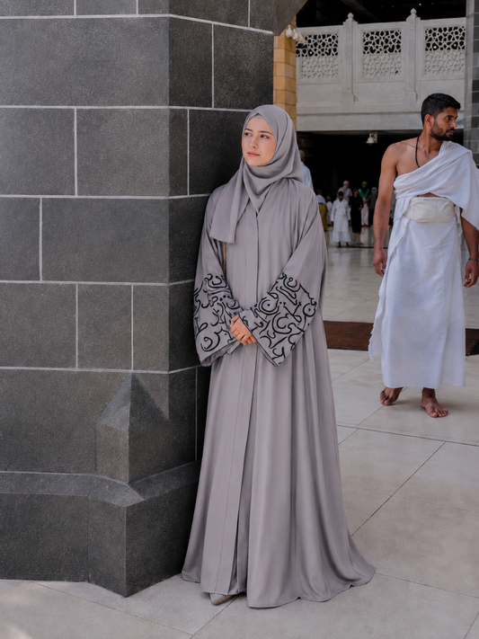 Calligraphy Abaya - Grey