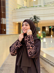 Calligraphy Abaya - Dark Brown
