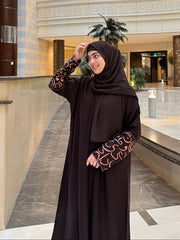 Calligraphy Abaya - Dark Brown
