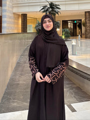 Calligraphy Abaya - Dark Brown