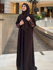 Calligraphy Abaya - Dark Brown