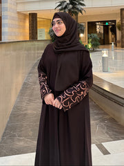 Calligraphy Abaya - Dark Brown