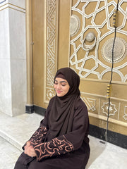 Calligraphy Abaya - Dark Brown