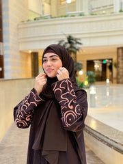 Calligraphy Abaya - Dark Brown