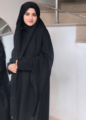 Black Irani Chadar with Sleeves - Buttons
