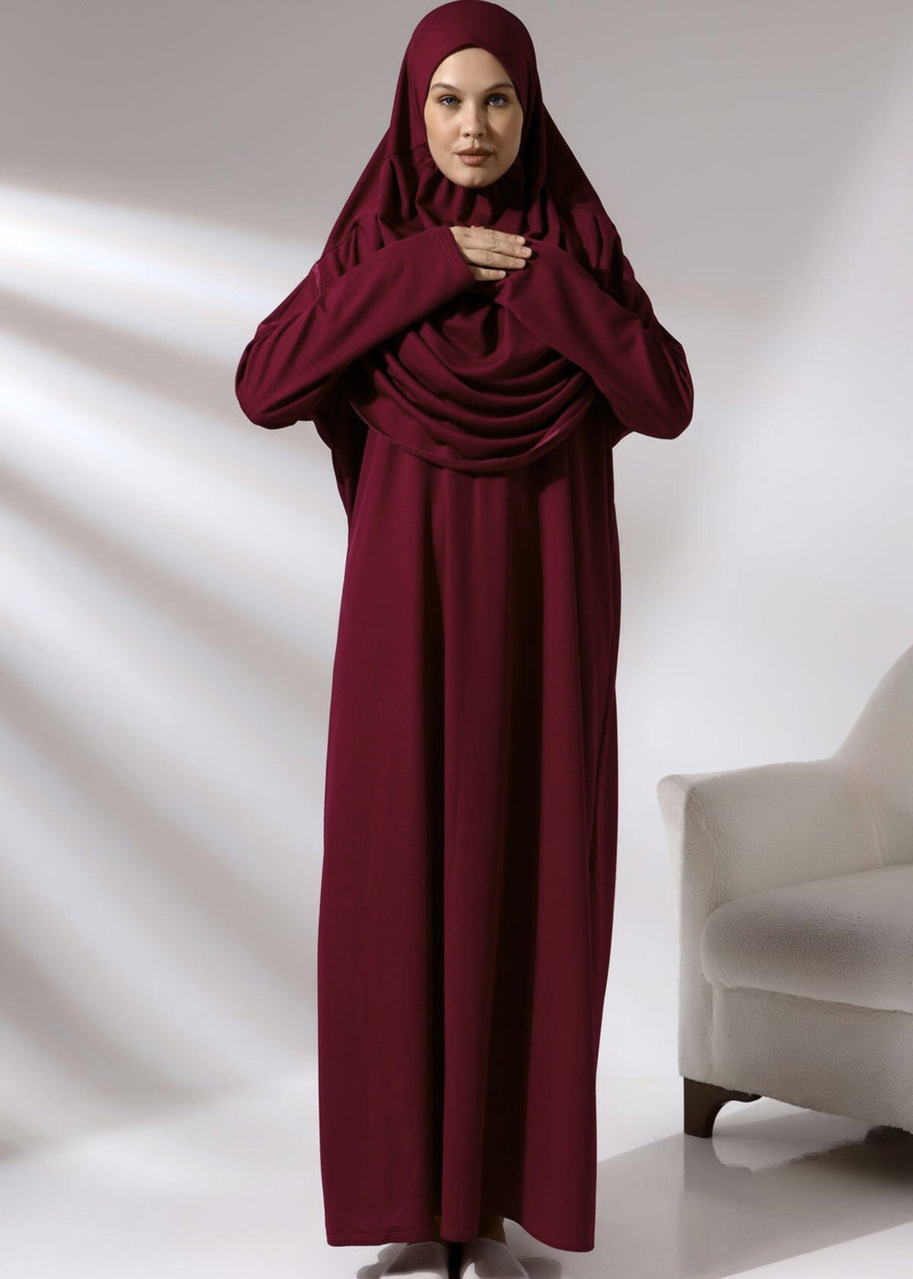 One piece Abaya with Attached Hijab