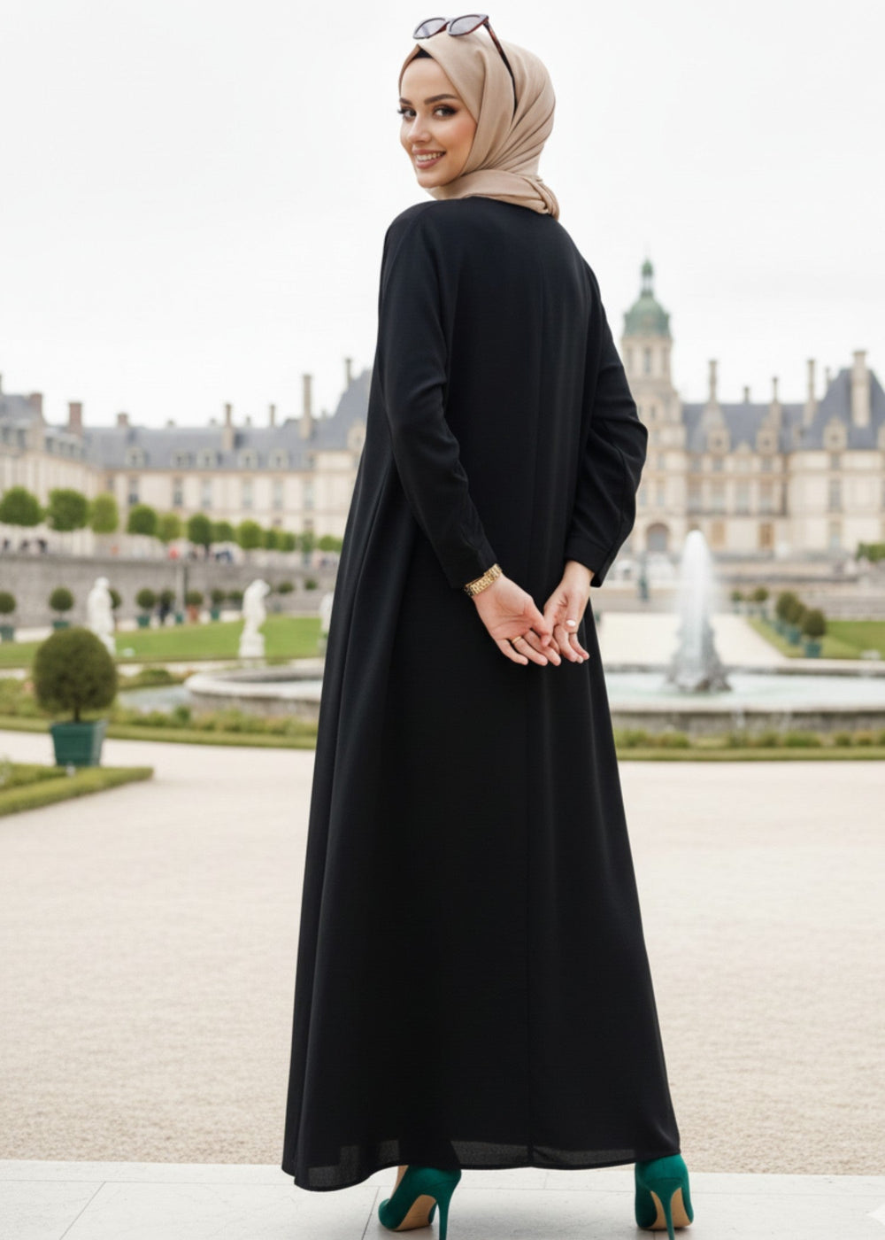 Open Abaya black