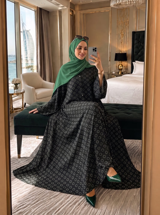 Printed Abaya - Black