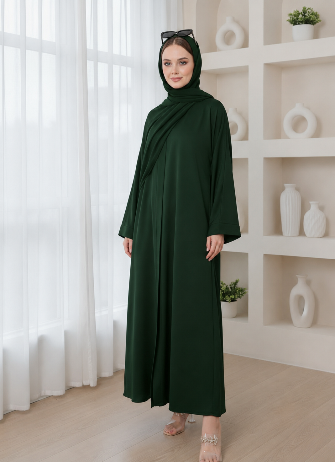 عباءة مفتوحة من الأمام بجيبين