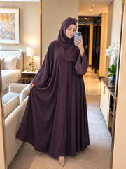 Calligraphy Abaya - Plum
