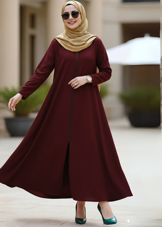 Flared Full Zipper Abaya