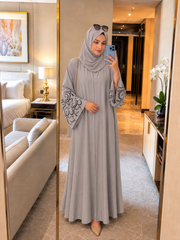 Calligraphy Abaya - Grey