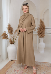 Abaya Designs - Front open - Tan