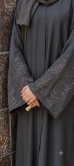 Front Open Abaya – Grey | Elegant Modest Wear by Sajdah