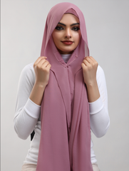 Pre-Sewn Attached Magnet Hijab - Pink