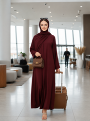 Abaya Designs - Front open - Maroon luxe