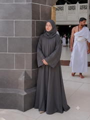 Front Open Abaya – Grey | Elegant Modest Wear by Sajdah
