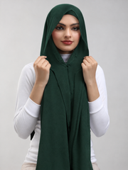 Pre-Sewn Attached Magnet Hijab - Bottle Green