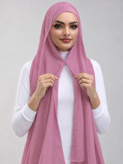Pre-Sewn Attached Magnet Hijab - Pink