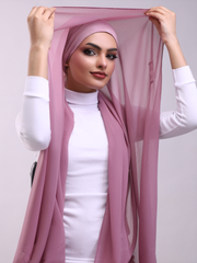 Pre-Sewn Attached Magnet Hijab - Pink